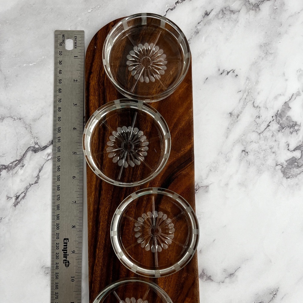 ✨ Vintage Cut Glass Coasters – Set of 4 – 3/4” Deep – Starburst Floral Pattern